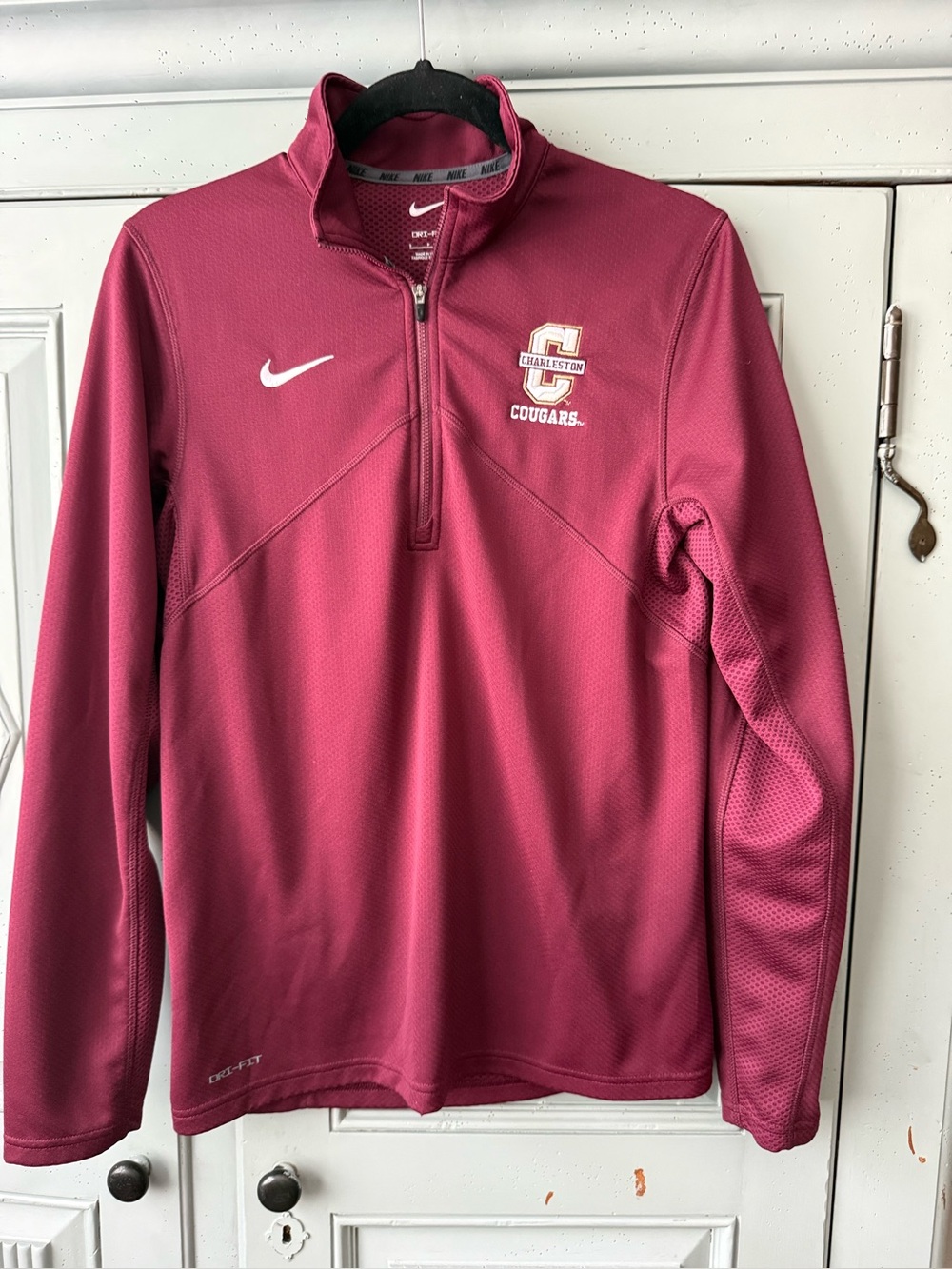 Nike Maroon Dri-FIT Athletic Pullover with White Swoosh